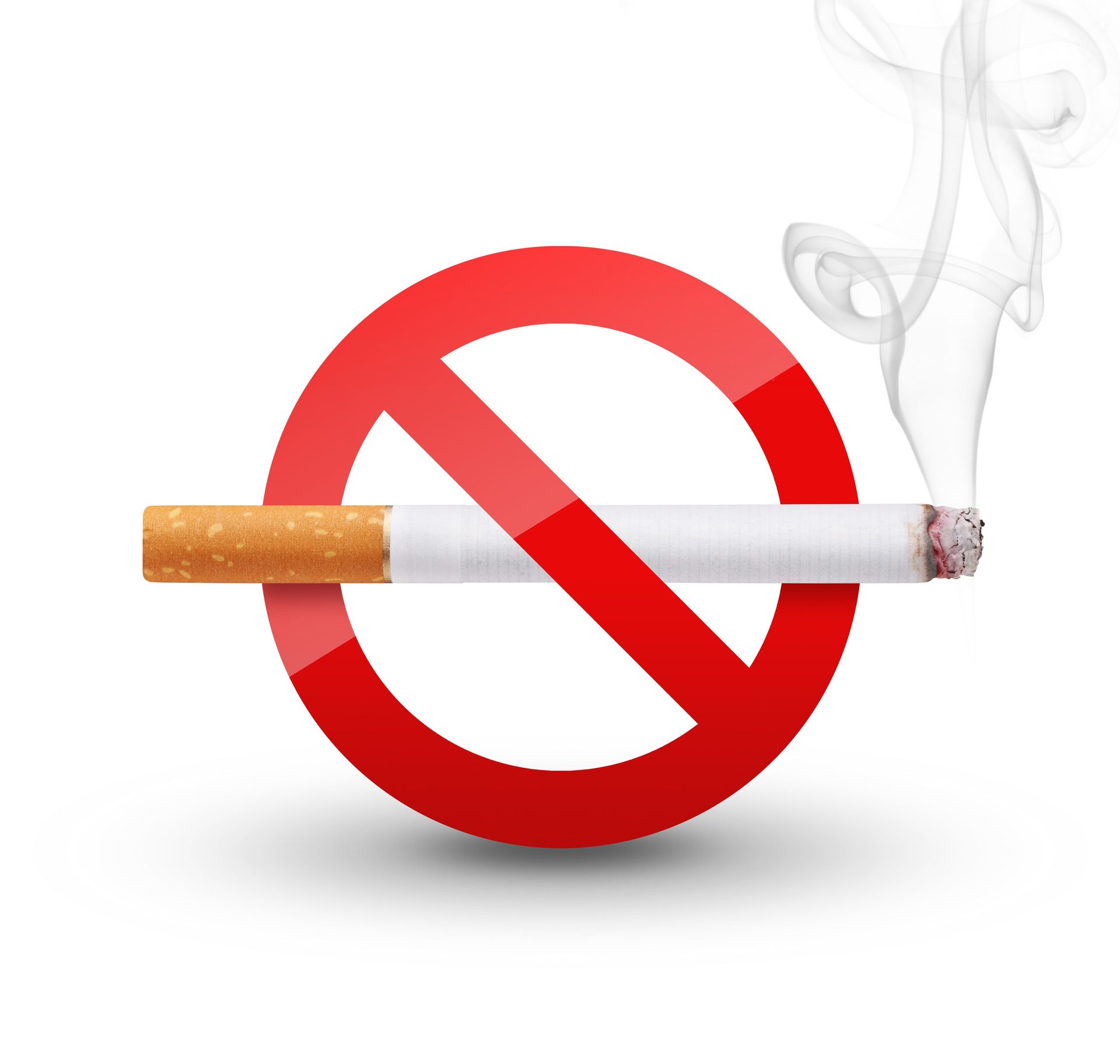 lit cigarette with a circle and cross through it